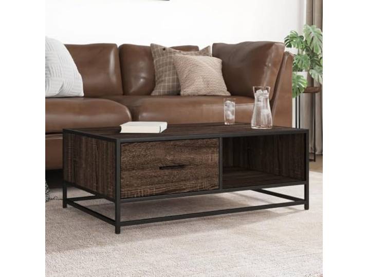 HEFZGDB Couchtisch Braun Eichen-Optik 90x57x35 cm Holzwerkstoff Metall Beistelltisch Wohnzimmer Industriedesign