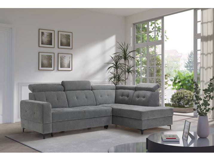 Ecksofa EXXPO - SOFA FASHION Monte, Kopfteile verstellbar, optional mit Bettfunktion & Bettkasten , grau (anthrazit), B:254cm H:100cm T:182cm, Sofas, Ecksofa, L- Form, mit Kopfteilverstellung, optional Bettfunktion und Bettkasten