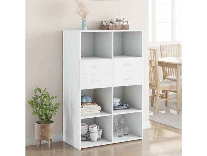 HEFZGDB Pflegeleichtes Highboard mit glatter Oberfläche, modernes Highboard für Wohnzimmer und Schlafzimmer, stabiles mit Wandhalterung gegen Umkippen, weißes aus Holzwerkstoff
