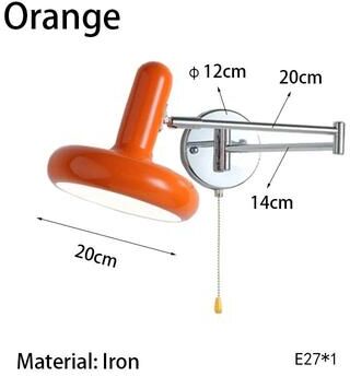 Uplifted Goods Nordic Modern Retractable Wall Lamp For Bedroom And Workspace orange Handle Switch 110v