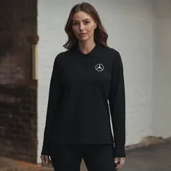 Mercedes-Benz Truck Damen Poloshirt Langarm schwarz Größe 3XL MBT0217XXXL - 3XL