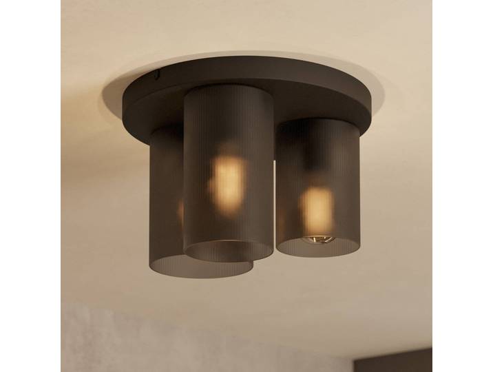EGLO Deckenlampe Colomera, dimmbar, alu / grau / zink, für Wohn- / Esszimmer, Glas, Vintage, Deckenlampe