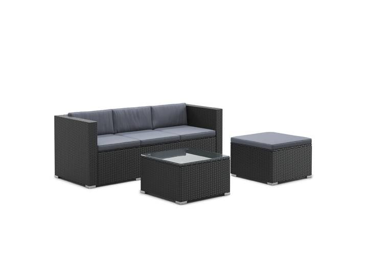 Rattanlounge NIZZA schwarz/anthrazit