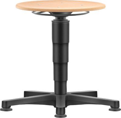 Allround Hocker Bimos, sitzhöhenverstellbar 450-650 mm, mit Gleiter, Buche-Schichtholz, langlebig, leicht zu reinigen