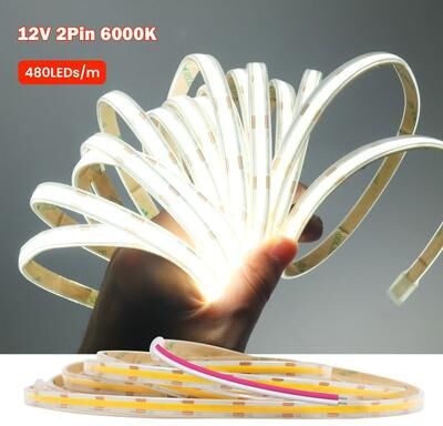 Uplift Picks IP67 Waterproof COB LED Strip Light 480LED m 12V 24V Dimmable Tape 12 V 2 Pin (white) 20m