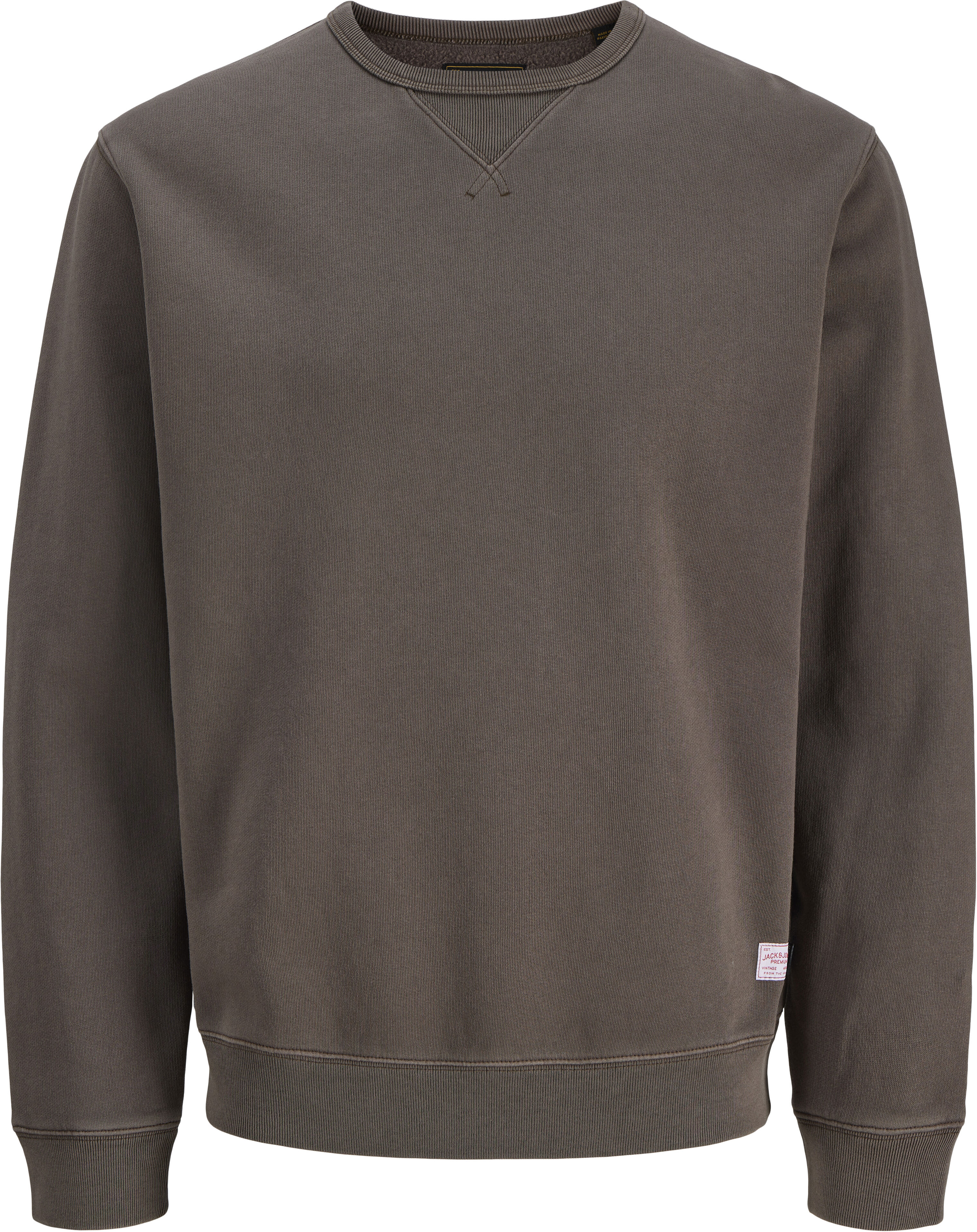 Sweatshirt JACK & JONES "JPRBLUCALEB SWEAT CREW NECK SN", Herren, Gr. S, crocodile, angeraute Sweatware, Obermaterial: 100% Baumwolle, unifarben, regular fit normal, Rundhals, Rippbündchen, Sweatshirts Sweatshirt, Baumwolle, regular fit crocodile S
