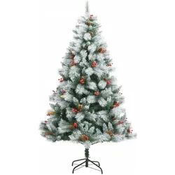 vidaXL, Weihnachtsbaum, Klappbarer Weihnachtsbaum mit Zapfen und Beeren (210 cm)