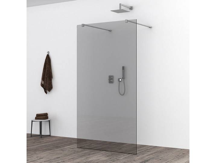 Wiesbaden Slim Inloopdouche Glasplaat - 110x200cm - 8mm - Rookglas - Nano Coating