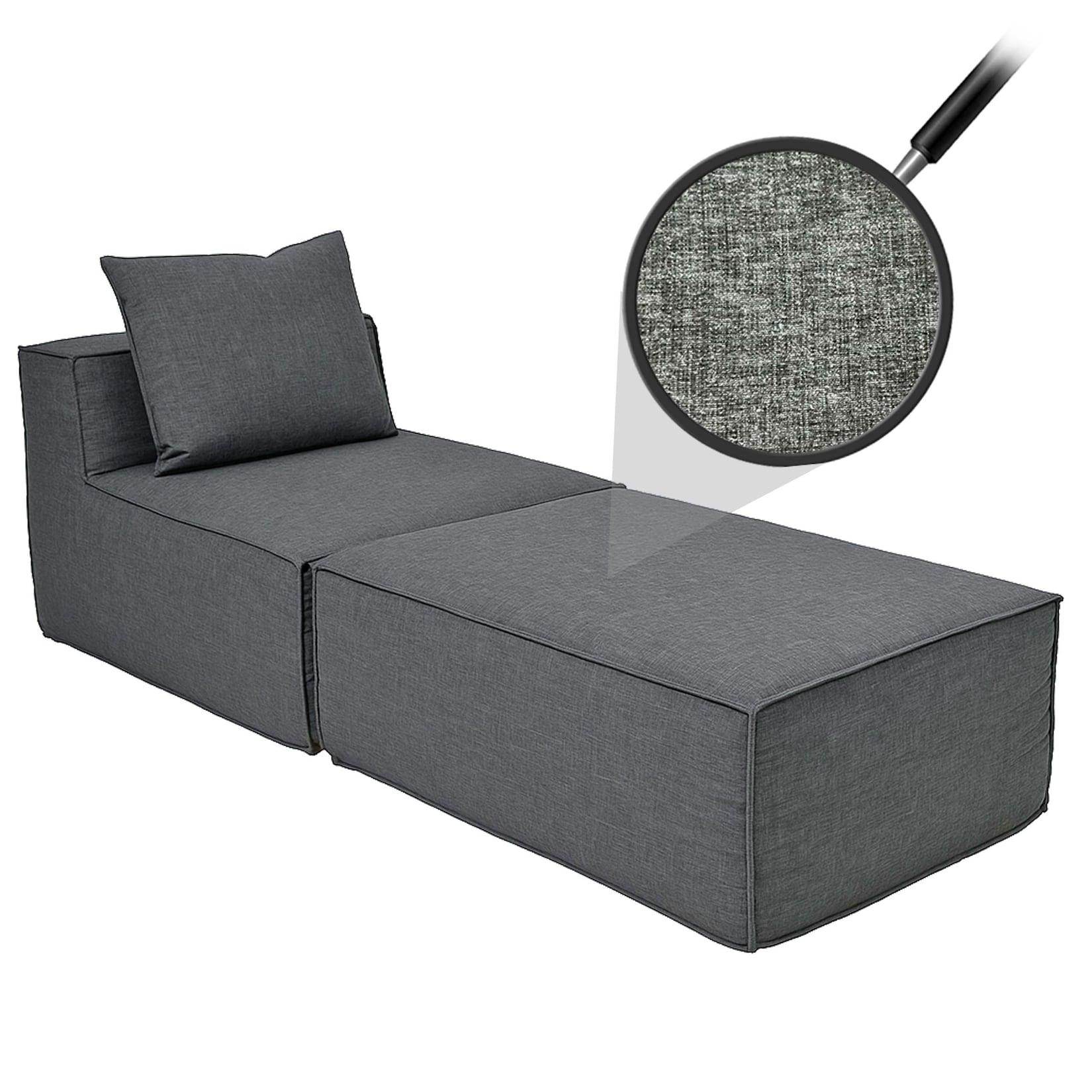 Chaiselongue/Zubehör für Sofa MCW-O54, Sessel Ottomane Recamiere, Stoff/Textil (300g/m²) 63x75x194cm ~ dunkelgrau