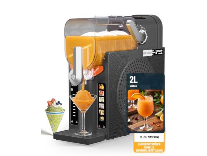 Huracan Slush Maschine 2L, Slushie Maker Kein Eis Nötig, Schnellgefrierung eismaschine, Selbstreinigung, spülmaschinenfeste, 5 Programme, Nachtmodus für Frozen Drinks, Margaritas, Frappés, Milchshakes
