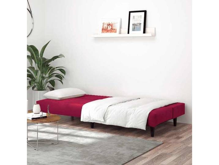 NEW Rouge Sofa ergonomique - - Canapé-lit convertible - Sofa-lit - 2 places rouge bordeaux velours(1parcel)7022342