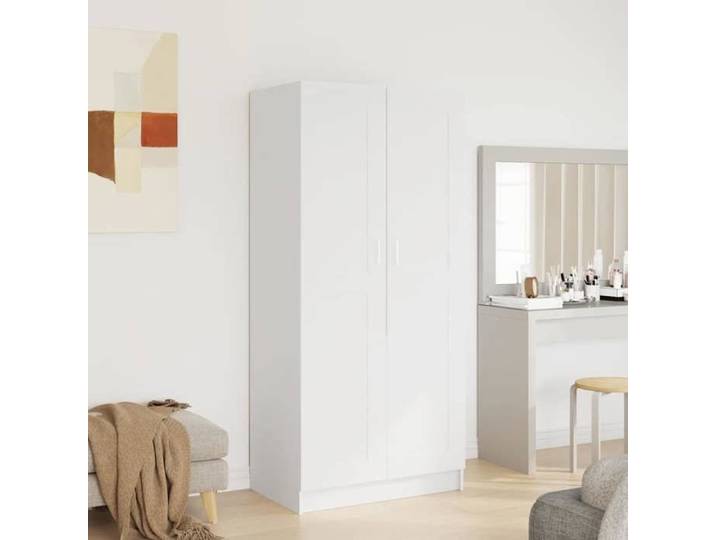 Pratique Armoire de chambre Cabinet vêtements/Garde-robe - Blanc 82 5x51 5x180cm Aggloméré A8913901