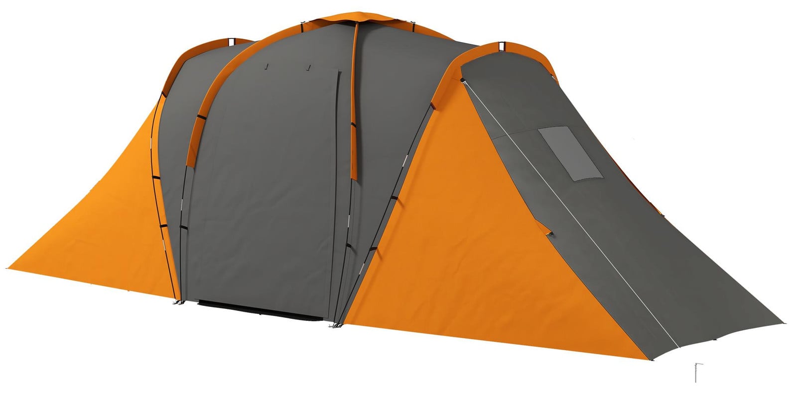 Outsunny tunnel tent voor 4 personen met 2 slaapkamers en leefruimte