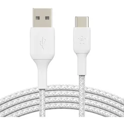 Belkin BoostCharge geflochtenes 2 m USB-C/USB-A Kabel, weiß
