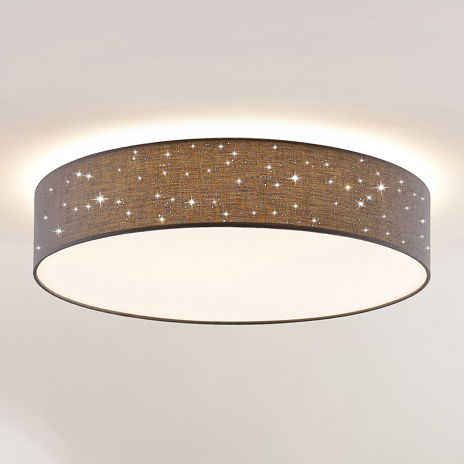 LED Deckenlampe Ellamina Lindby, dimmbar, schwarz, für Wohn- / Esszimmer, Textil / Stoff / Seide, Modern, LED Deckenleuchte