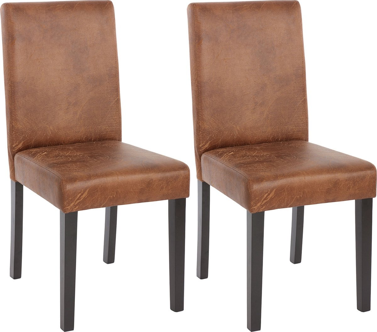 Cosmo Casa Set van 2 eetkamerstoelen Littau - Textiel Imitatiesuède - Donkere poten
