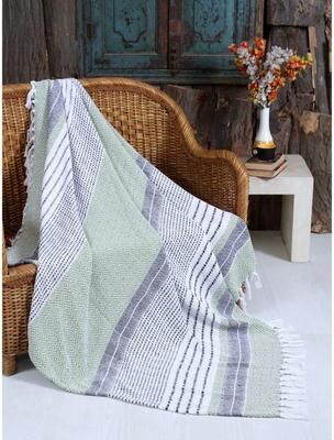 COZY TRENDS COLLECTION Handwoven Chevron Cotton Throw Blanket - All-Season Comfort with Boho-Chic Style!