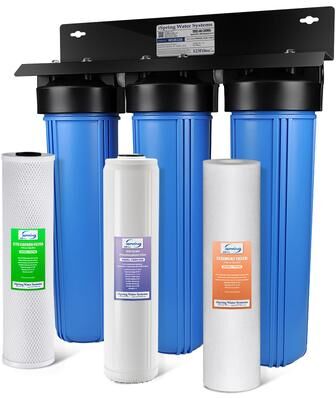 iSpring WGB32B-DS Whole House Water Filter System w/ Sediment, Anti-Scale, and Carbon Block Water Filters