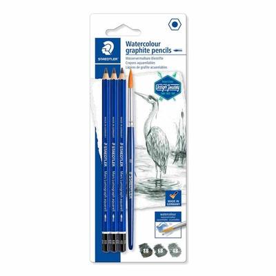 STAEDTLER Mars Schreib- und Zeichbedarf Mars Lumograph aquarell, wasservermalbare Bleistifte, 3er Set