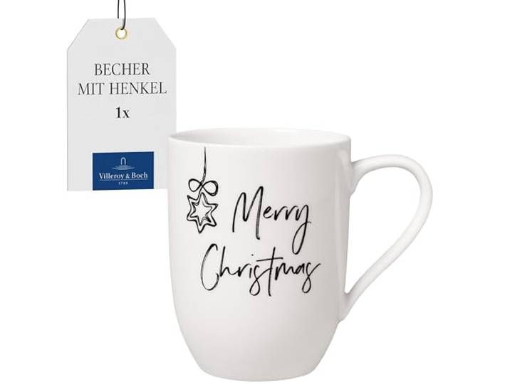 Villeroy & Boch - Statement Tasse Merry Christmas Weiß, Spülmaschinenfest