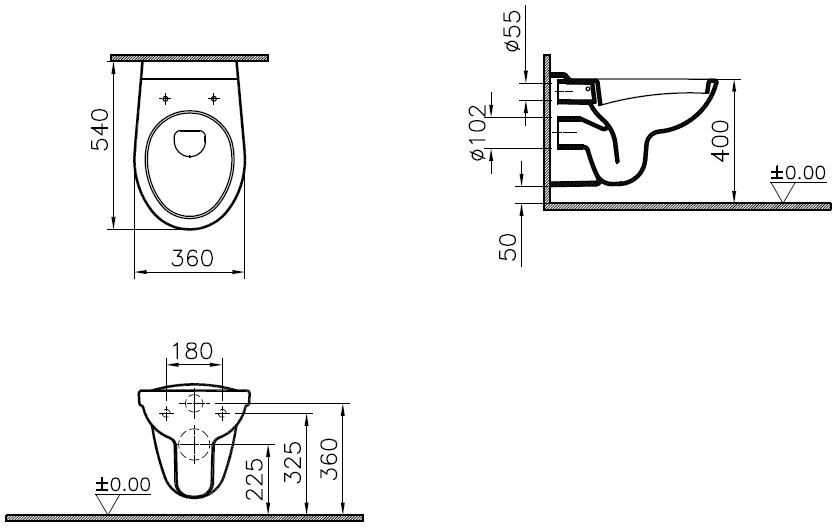 Cuvette WC suspendu avec bride NORMUS 540 mm VITRA 6855L003-1026