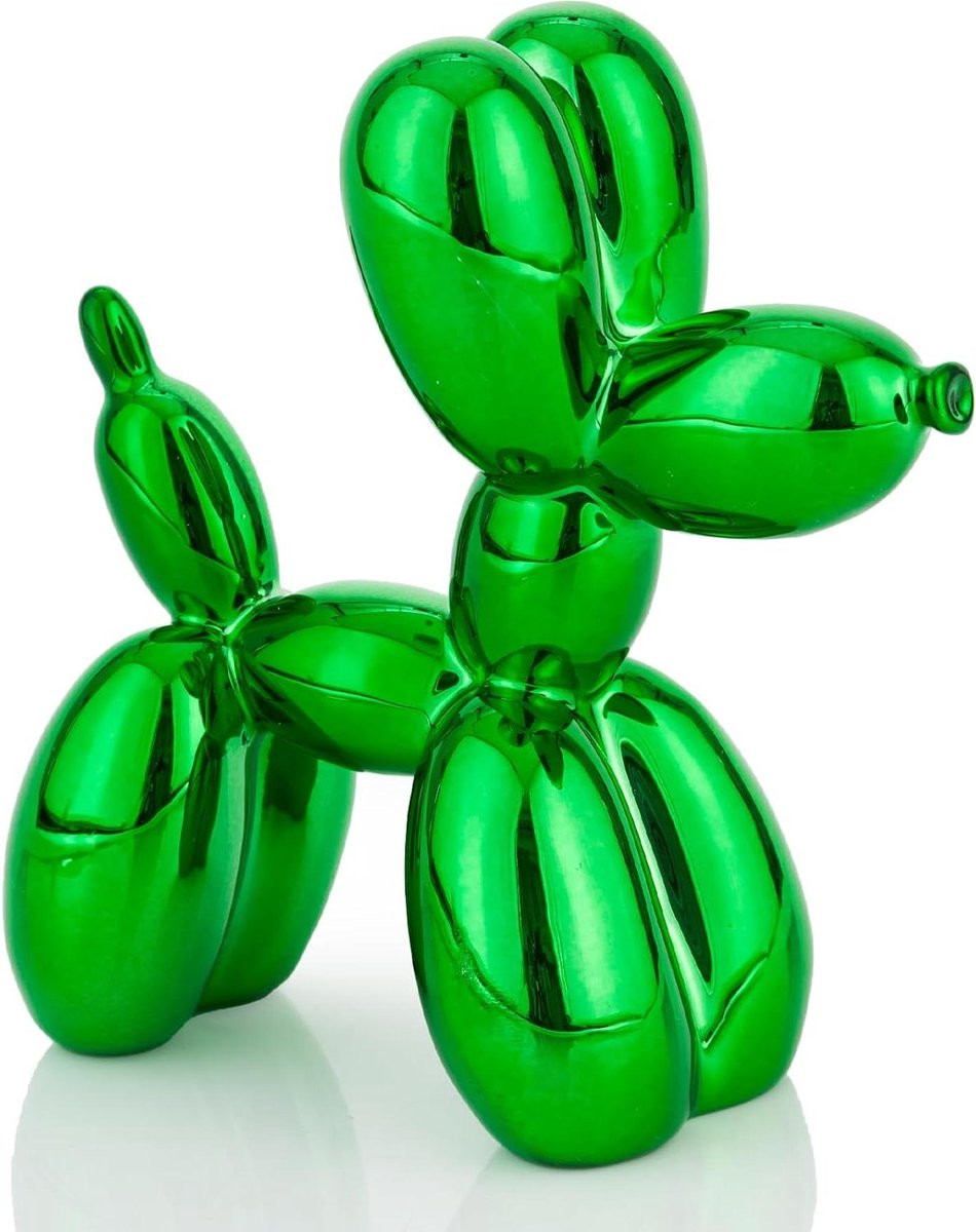 Ballon Hond Beeldje Groen - Dieren Sculptuur voor Bureau Decoratie - 10 cm