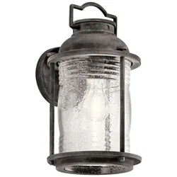 Außenleuchte Wandlampe Stahl Glas Verwittertes Zink IP44 H 34,6 cm klassisch