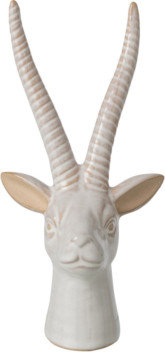 J-Line Decoratie Hert Hoofd - Porselein - Ecru - Small