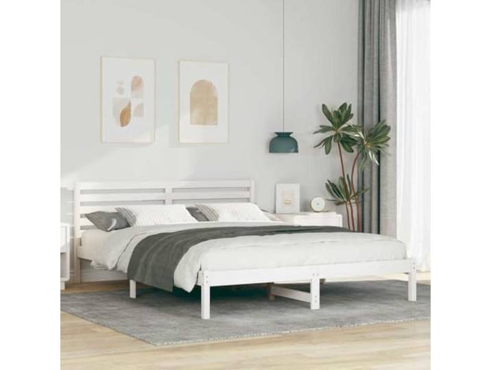 YUTAASU Bettrahmen mit Kopfteil Weiß 160 x 210 cm Massives Kiefernholz Plattform-Lattenrost, Ohne Boxspring Nötig, Einfache Montage, Modernes Design