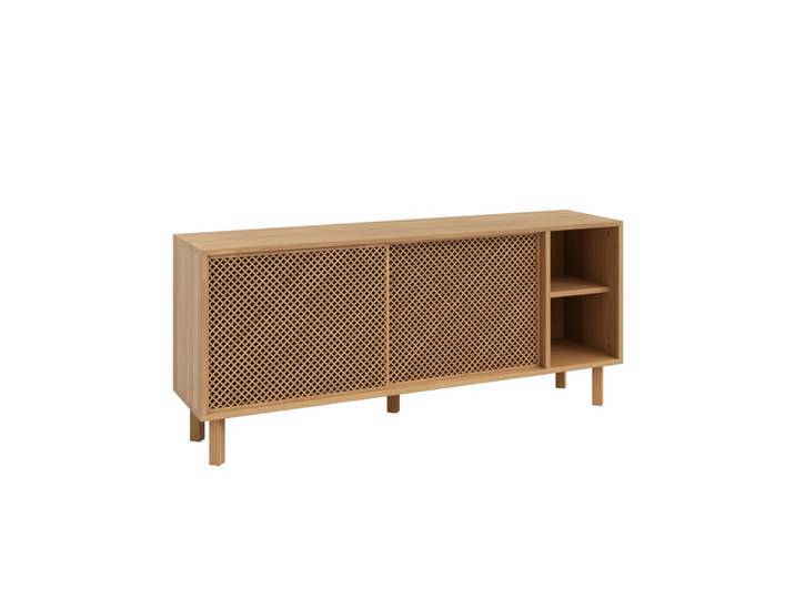 Buffet en bois massif verni couleur chêne 150 cm