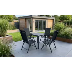 Camping Sitzgruppe Salerno - Klappsessel und Tisch aus Aluminium, Anthrazit – Camping Möbel – Outdoor Sitzgarnitur für Garten und Camping