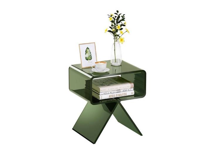 LuxusKollektion Beistelltisch Acryl Beistelltisch durchsichtig mit Ablage grün (1-St)