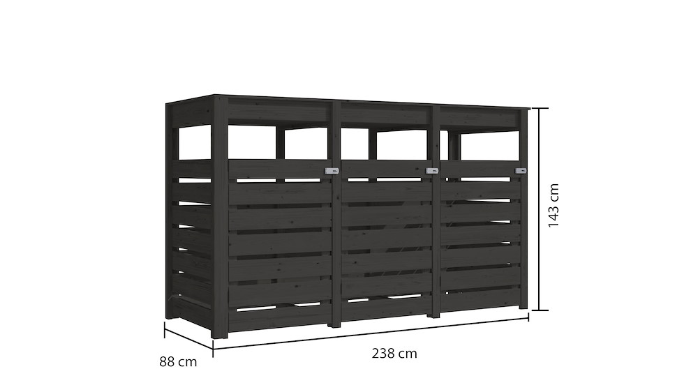 KARIBUHOLZT 3er Mülltonnenunterstand Anth kein Boden 238x088x143 16954061