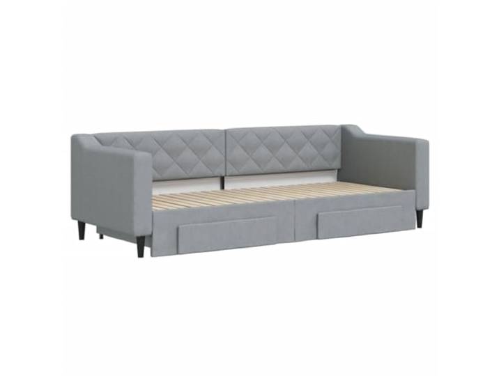 KTHLBRH Bettgestell grau Zement 90 x 200 cm mit Kopfteil Bettkasten mit 4 Schubladen, Sperrholzlatten und Kiefer, für Schlafzimmer