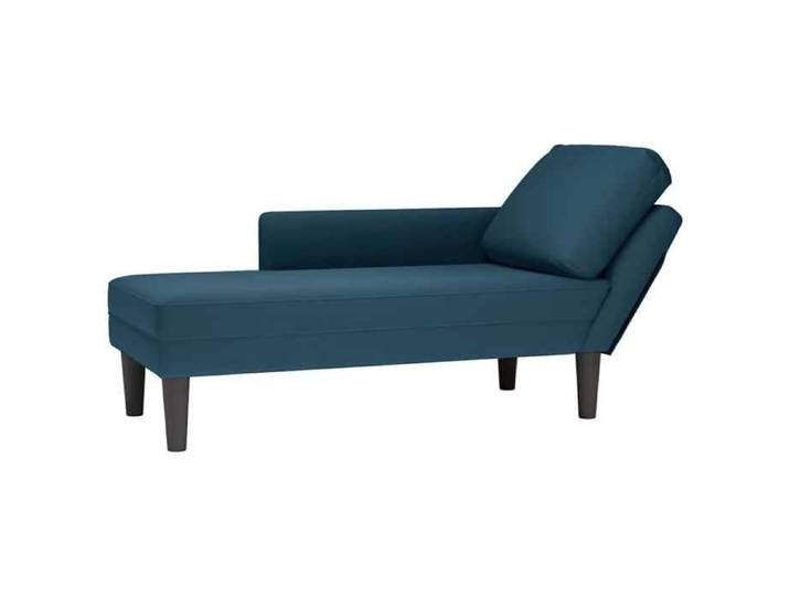 Chaise longue - - Méridienne - Velours - Bleu - Avec coussin - Accoudoir droit - 132x56x70cm 1517