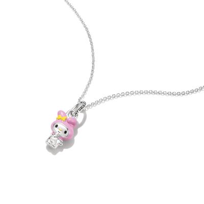 Kette mit Anhänger THOMAS SABO "THOMAS SABO  Hello Kitty Halskette mit My Melody" Gr. 45, pink (silberfarben, rosa, gelb, schwarz), Halsketten, Damen, 45, Metall, B: 1mm, Emaille, B:1mm