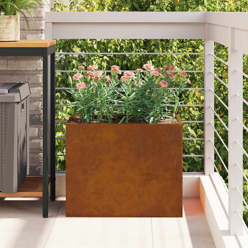 Borough Wharf Garden Planter Decor Outdoor Modern Holder Metal Flower Pot Minimalist Brown 40cmH x 50cmW x 32cmD