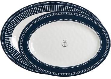 Marine Business "Sailor Soul Oval Serving Platters - 2-Pc. Set - 16-1/4"" L x 11-1/2"" W/14"" L x 10-1/4"" W"