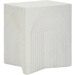 Mauro Ferretti Arc Modern Couchtisch in MGO Creme 40,5x40,5x50,5 cm - Architektonisches Design mit grafischen Reliefs und Materialcharakteristik