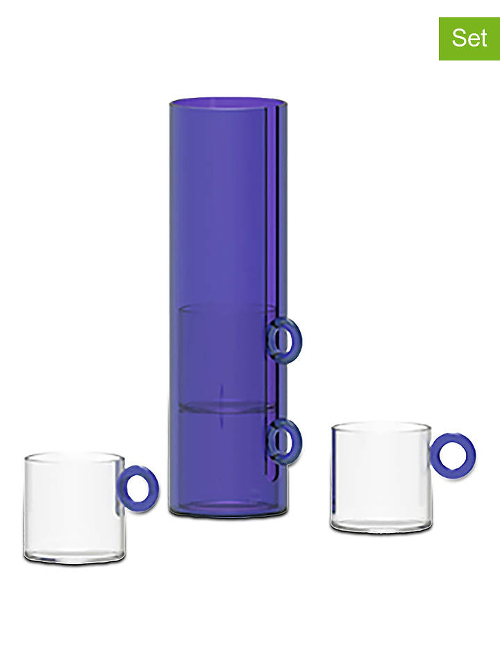 WD lifestyle 5tlg. Set: Tassen in Transparent/ Blau - 100 ml - onesize