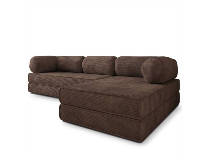 ECKSOFA ETERA modulares Boneless Sofa mit Schlaffunktion Braun Kordstoff