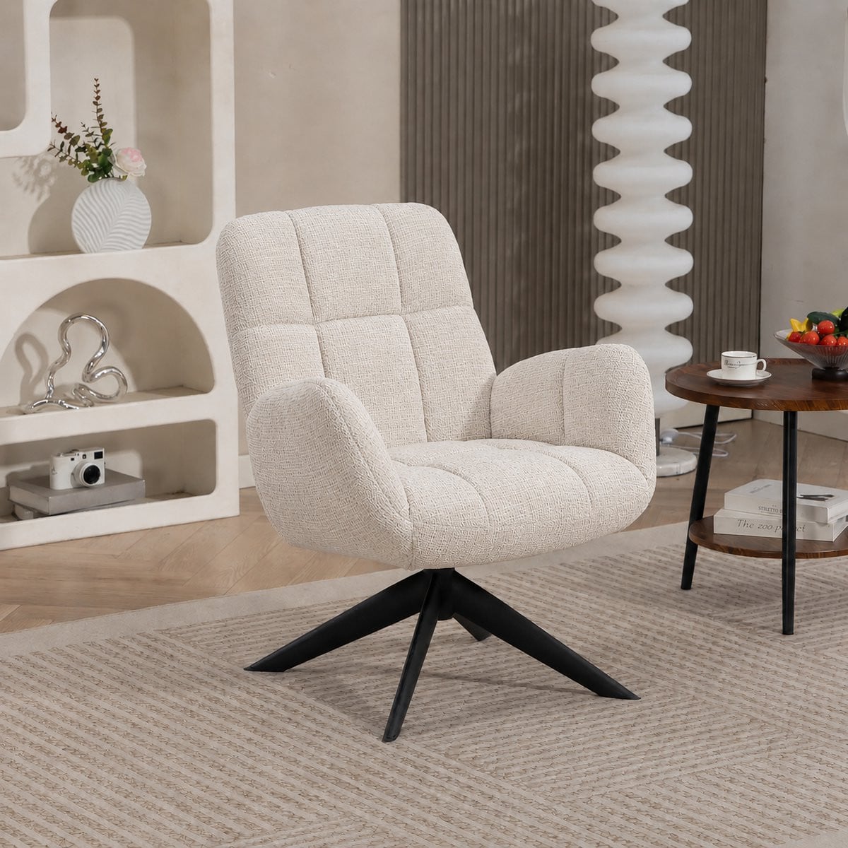 Fauteuil Lina Cremona stof - 360 graden draaibaar - Beige