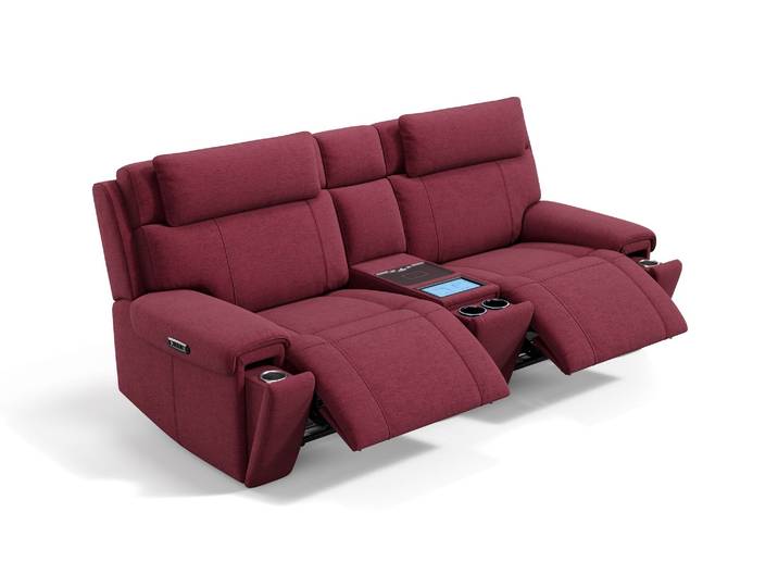 4D Stoff Kinosofa ARDEA 2er Heimkinosofa LED Beleuchtung Stoffsofa Stoffcouch Sitzheizung