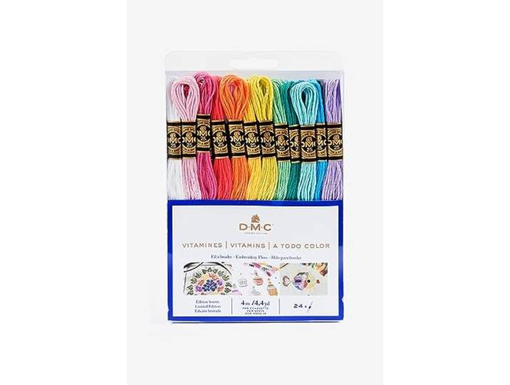 DMC - Gemalen garenassortiment speciaal 117MC - Vitaminen, 100% katoen - 24 revertjes van 4 meter Borduurgaren, ideaal kruissteek