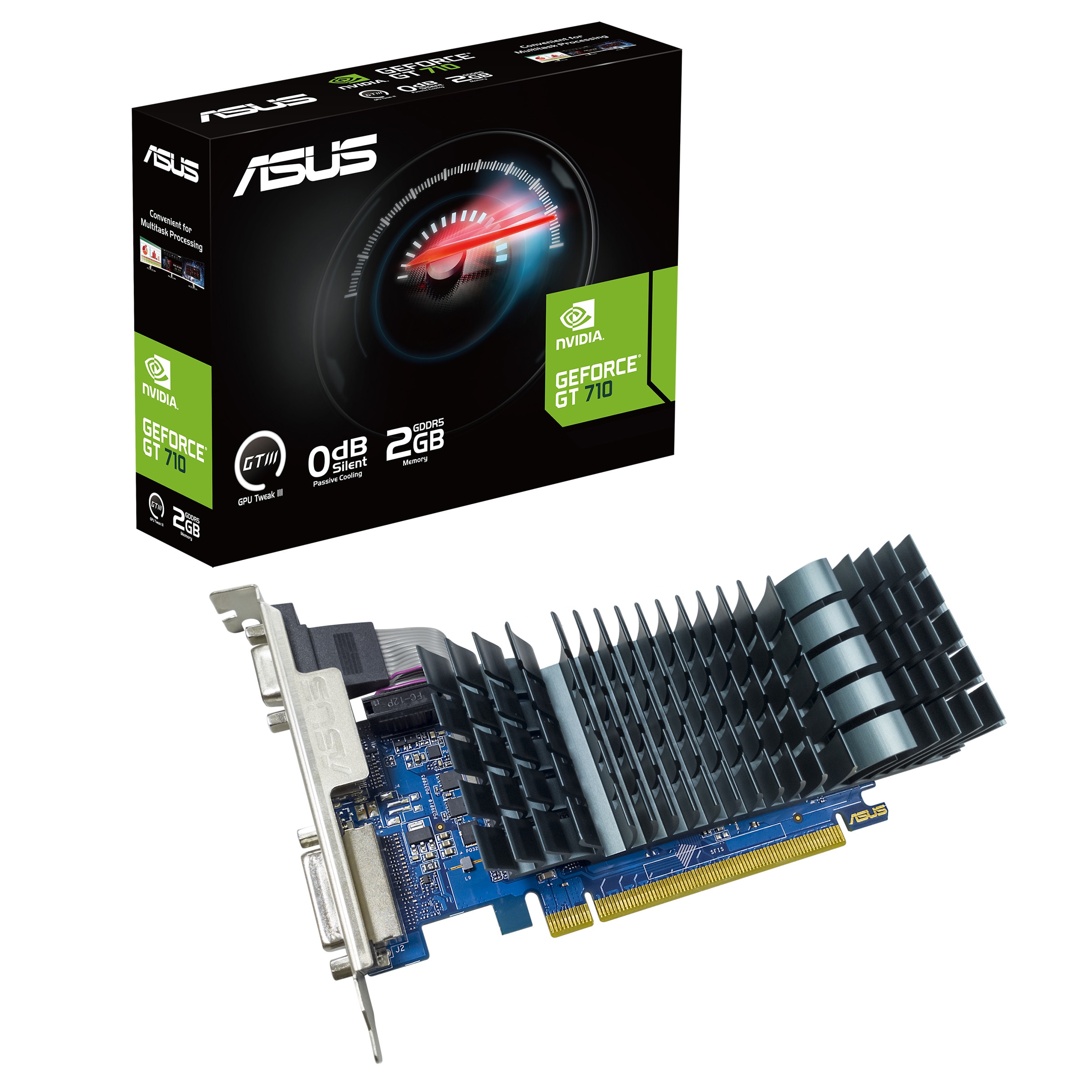ASUS GeForce GT 710 EVO 2GB GDDR5 PCIe DVI/HDMI/VGA passiv low profile 90YV0ALA-M0NA00