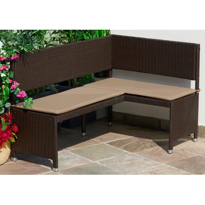 Eckbank MERXX "Rattan", braun, B:100cm H:91cm T:148cm, Geflecht Rattan, Stahl, Sitzbänke, Eckbank