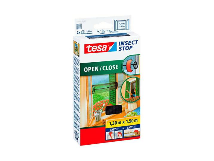 Fliegengitter-Gewebe TESA Insect Stop Open/Close anthrazit , grau (gewebe: grau), B:130cm H:150cm, Insektenschutzgitter, Fliegengitter-Gewebe