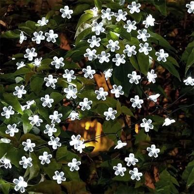 Inspired Finds Solar Cherry Blossom Flower String Lights Waterproof Outdoor Garden Decoration cherry White 22.97 Ft 50 Leds 8 Modes