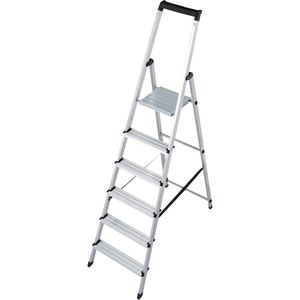 Euroline Stehleiter Nr. 618, 6180006, mit Plattform, aus Aluminium, bis 150kg, mit 6 Stufen