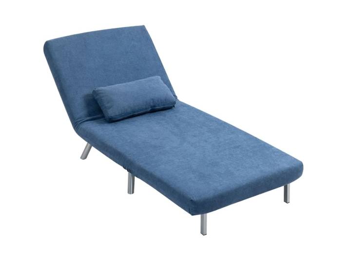 Fauteuil convertible clic-clac en tissu doux en polyester bleu